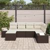 vidaXL Garten-Sofa-Set mit Kissen 6 pcs Braun und Creme Poly-Rattan