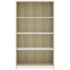 vidaXL B&uuml;cherregal 4 F&auml;cher Wei&szlig; Sonoma-Eiche 80x24x142 Holzwerkstoff