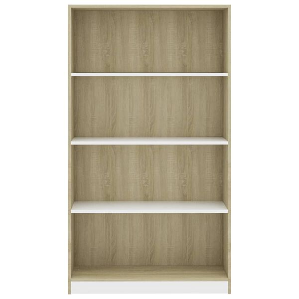 vidaXL B&uuml;cherregal 4 F&auml;cher Wei&szlig; Sonoma-Eiche 80x24x142 Holzwerkstoff