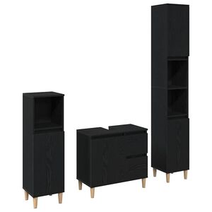vidaXL Badezimmerm&ouml;bel-Set Wandmontiert 3 pcs Schwarz Eichen-Optik