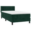 vidaXL Boxspringbett mit Matratze Dunkelgr&uuml;n 100x200 cm Samt