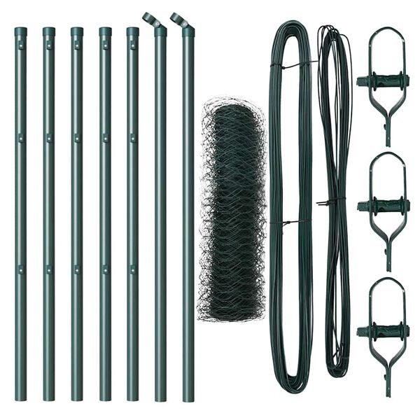 vidaXL Zaunpfosten Gr&uuml;n 10 x 0,5 m (50 mm Maschen) Stahl und PVC