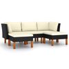 vidaXL 5-tlg. Garten-Lounge-Set mit Kissen Poly Rattan Schwarz