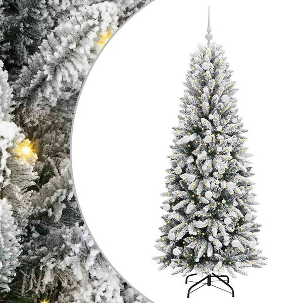 vidaXL K&uuml;nstlicher Weihnachtsbaum mit 300 LEDs mit St&auml;nder Wei&szlig; 180 cm