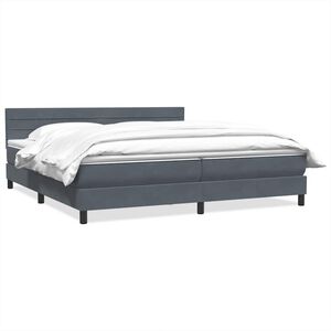 vidaXL Boxspringbett mit Matratze Dunkelgrau 180x210 cm Samt
