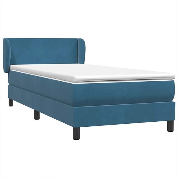vidaXL Boxspringbett mit Matratze Dunkelblau 80x220 cm Samt