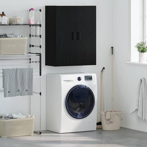 vidaXL Wandschrank Wandmontiert Schwarz Eichen-Optik 69,5 x 34 x 90 cm