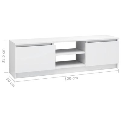 vidaXL TV-Schrank Hochglanz-Weiß 120×30×35,5 cm Holzwerkstoff
