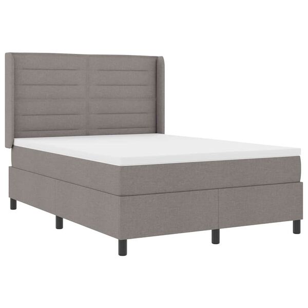 vidaXL LED Boxspringbett mit Matratze Taupe 140 x 190 cm Stoff