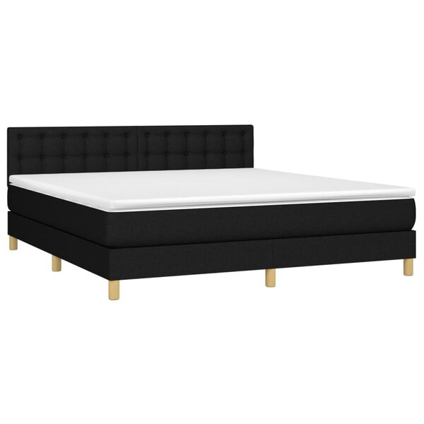 vidaXL Boxspringbett mit Matratze Schwarz 180x200 cm Stoff
