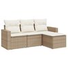 vidaXL 4-tlg. Garten-Sofagarnitur mit Kissen Beige Poly Rattan