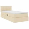 vidaXL Bett mit Stauraum und LED mit Matratze Creme 100 x 200 cm Stoff