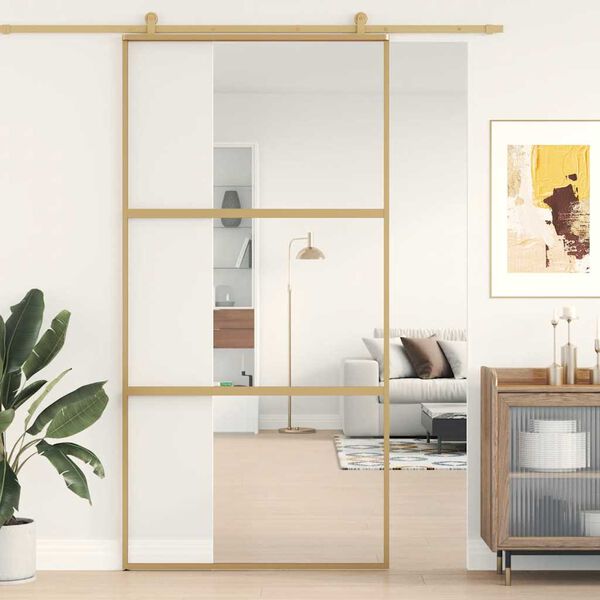 vidaXL Schiebet&uuml;r Golden 102,5x205 cm ESG-Klarglas und Aluminium