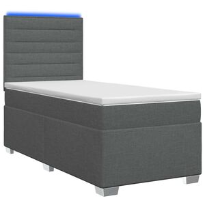 vidaXL Boxspringbett mit Matratze Dunkelgrau 90 x 190 cm Stoff