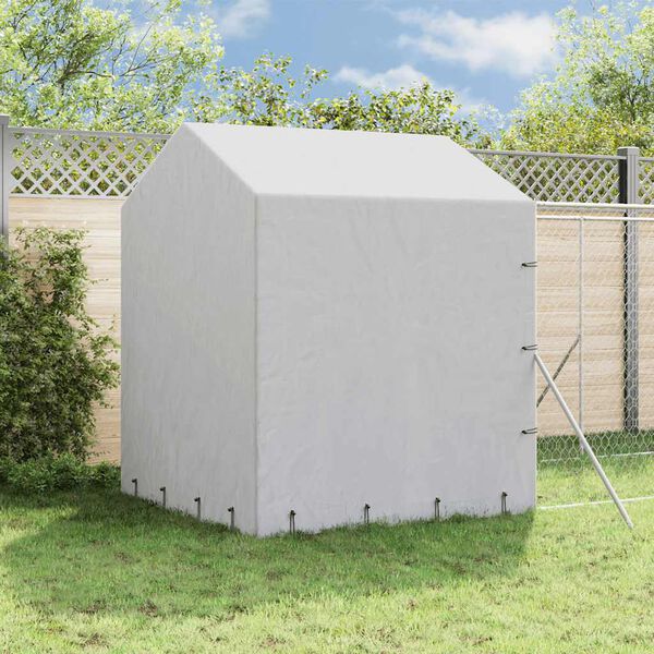 vidaXL Outdoor-Hundezwinger mit Dach Silbern 2x14x2,5 m Stahl Verzinkt