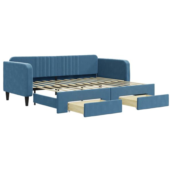 vidaXL Tagesbett Ausziehbar mit Schubladen Blau 90x200 cm Samt
