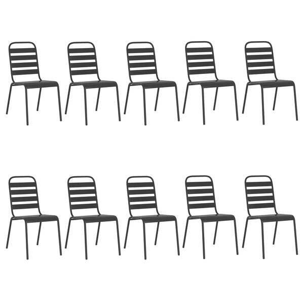 vidaXL 11-tlg. Garten-Essgruppe Anthrazit Stahl