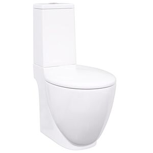 vidaXL WC Keramik-Toilette Badezimmer Rund Senkrechter Abgang Wei&szlig;