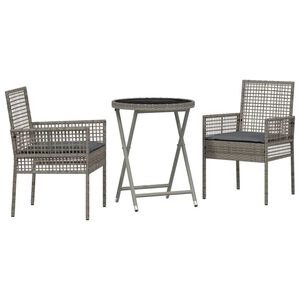 vidaXL Garten Bistro Set 3 pcs Grau Poly Rattan