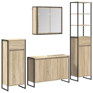 vidaXL Badezimmerm&ouml;bel-Set mit Schubladen Sonoma-Eiche Holzwerkstoff