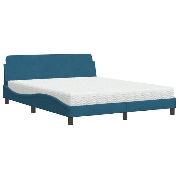 vidaXL Bett mit Matratze "Dover" Blau 160x200 cm Samt