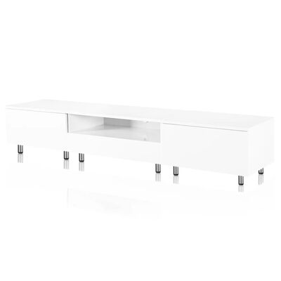 TV Tisch hochglanz weiß mit LEDs 200 cm
