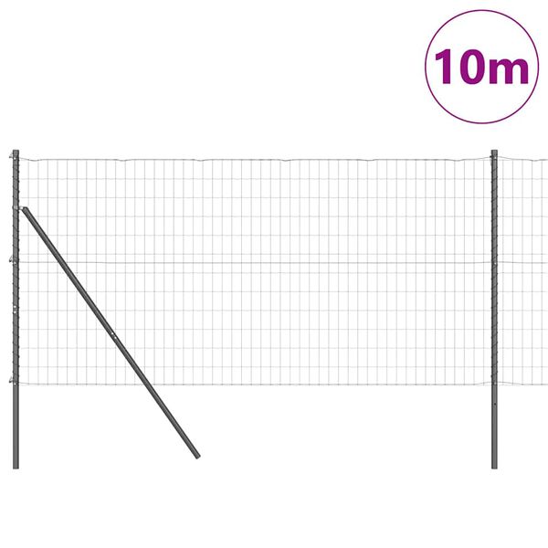 vidaXL Zaun mit Pfosten Grau 1 x 10 m Stahl und PVC