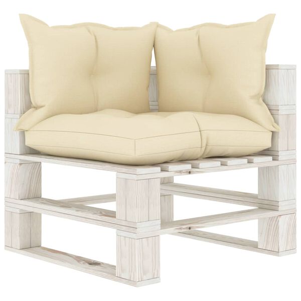 vidaXL 5-tlg. Garten-Lounge-Set Paletten mit Kissen in Creme Holz