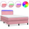 vidaXL Boxspringbett mit Matratze & LED Rosa 120x220 cm Samt