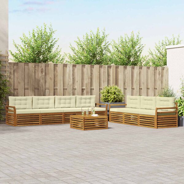vidaXL Outdoor-Sofagarnitur mit Kissen 8 pcs Natur und Creme