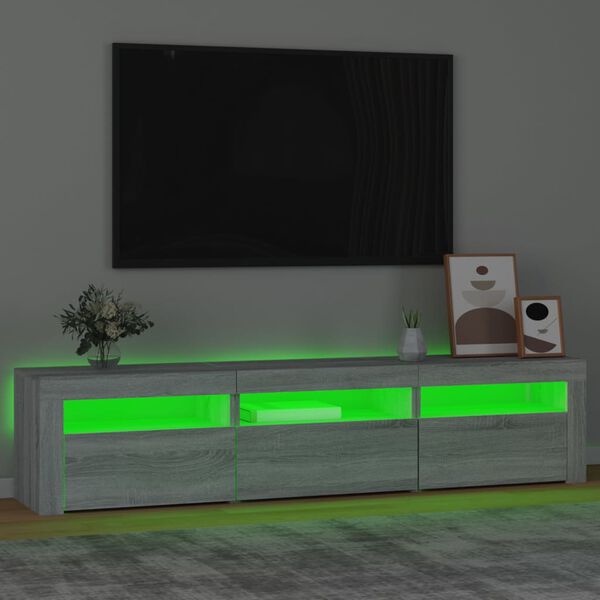 vidaXL TV-Schrank mit LED-Leuchten Grau Sonoma 180x35x40 cm