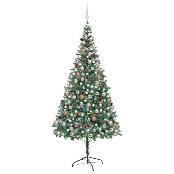 vidaXL Künstlicher Weihnachtsbaum mit Beleuchtung Kugeln Zapfen 210 cm