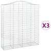 vidaXL Gabionen mit Hochbogen 3 Stk. 200x50x220/240cm Verzinktes Eisen