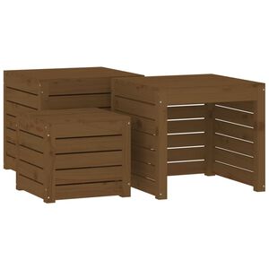 vidaXL 3-tlg. Gartenbox-Set Honigbraun Massivholz Kiefer