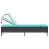 vidaXL Sonnenliege mit Tisch und Kissen Schwarz Poly Rattan
