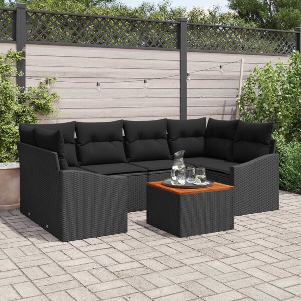 vidaXL Garten-Sofa-Set 7 pcs Schwarz