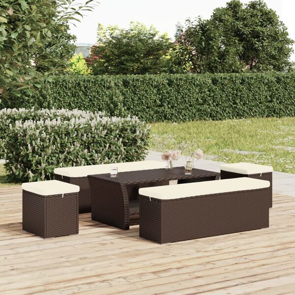vidaXL Hocker mit Kissen 2 Stk. Braun 40x30x40 cm Poly Rattan