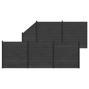 vidaXL zaunset 6 Stk. 965 x 186 cm WPC und Aluminium Schwarz