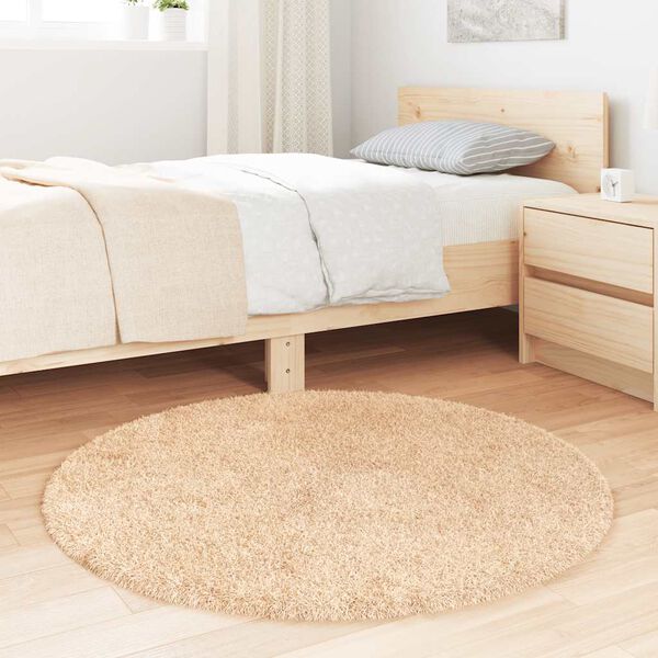 vidaXL Teppich Shaggy Hochflor NAVARRA Beige 100x100 cm Polyester