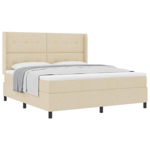 vidaXL Boxspringbett mit Matratze Creme 200 x 180 cm Stoff