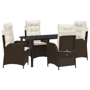vidaXL Garten Essgruppe mit Kissen 5 pcs Braun Poly-Rattan