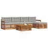 vidaXL Outdoor-Sofagarnitur mit Kissen 6 pcs Nat&uuml;rlich und Hellgrau