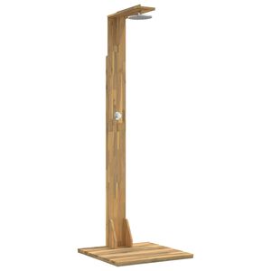 vidaXL Gartendusche 219 cm Massives Akazienholz und Edelstahl Wei&szlig;