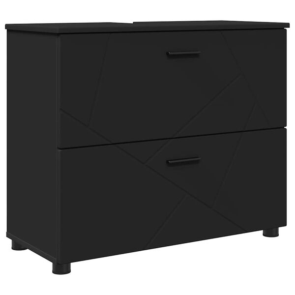 vidaXL Badezimmerschrank mit Schubladen Schwarz 76,5 x 35 x 64 cm
