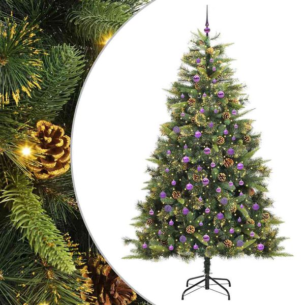 vidaXL K&uuml;nstlicher klappbarer Weihnachtsbaum mit Tannenzapfen 240 cm