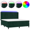 vidaXL Boxspringbett mit Matratze & LED Dunkelgr&uuml;n 160x200 cm Samt