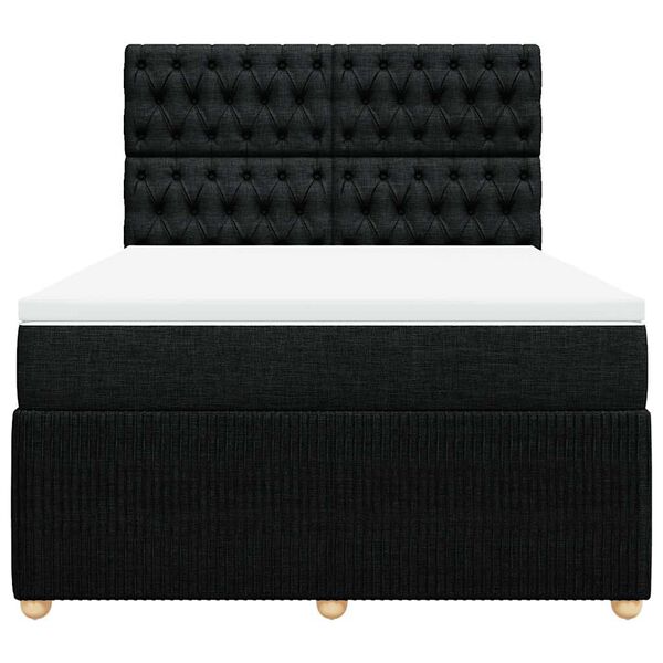 vidaXL Boxspringbett mit Matratze Schwarz 140x200 cm Stoff