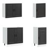 vidaXL 7-tlg. K&uuml;chenschrank-Set Porto Schwarz Holzwerkstoff