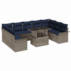 vidaXL Sofa Set 10 stk. Grau Poly-Rattan