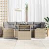 vidaXL Gartensofa-set mit Kissen mit Speicher 7 pcs Beige Poly Rattan